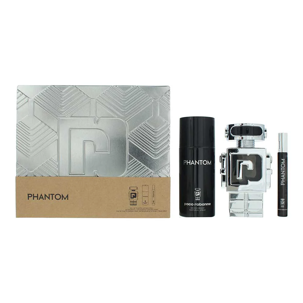 Paco Rabanne Phantom 3 Piece Gift Set: Eau de Toilette 100ml - Eau de Toilette 1
